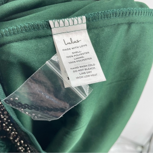 Lulus Spread Your Shine Emerald Green Sequin Embroidered Bodycon Dress Sz XS - Picture 10 of 11